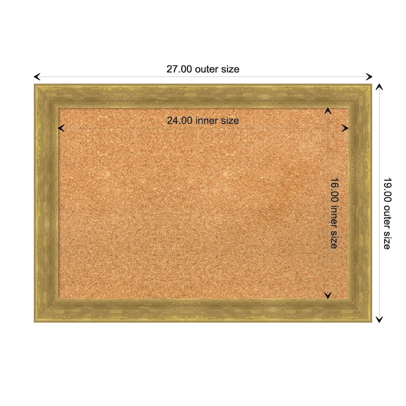 Angled Gold Wood Framed Natural Corkboard Bulletin Board, Organization Board, Pin Board - Board Size 24x16