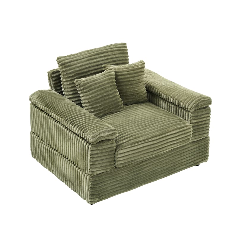 Corduroy Single Sofa Sets with 2 Throw Pillows and 500lb Weight Capacity