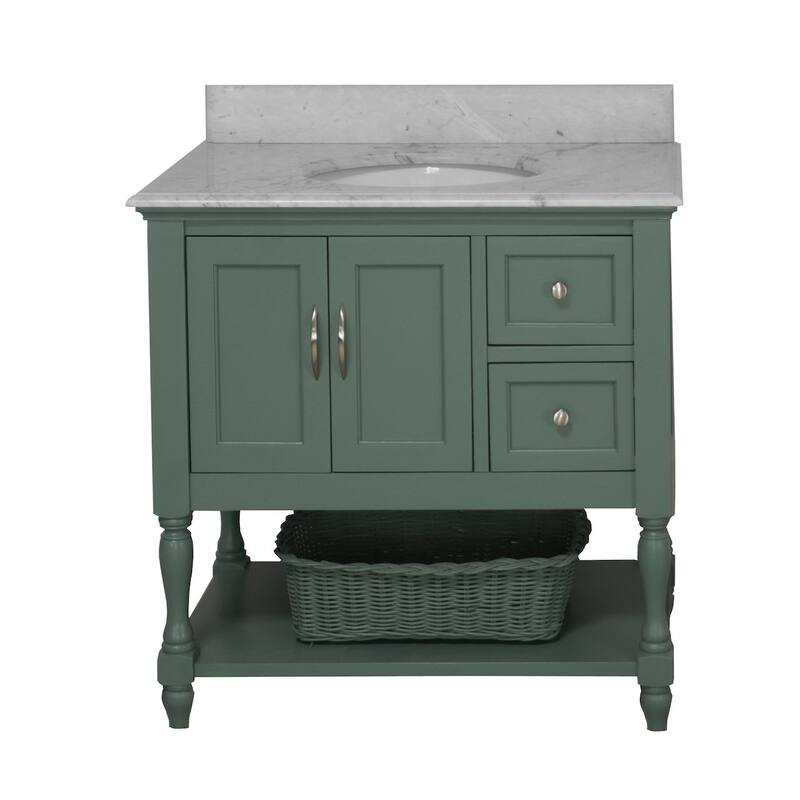 KitchenBathCollection Beverly 36" BathroomVanity w/ Carrara Marble Top