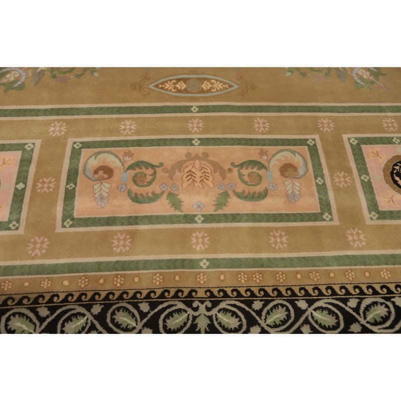 Hand-knotted Traditional Wool Brown Geometric Oriental Area Rug - 11' 8'' X 8' 9''