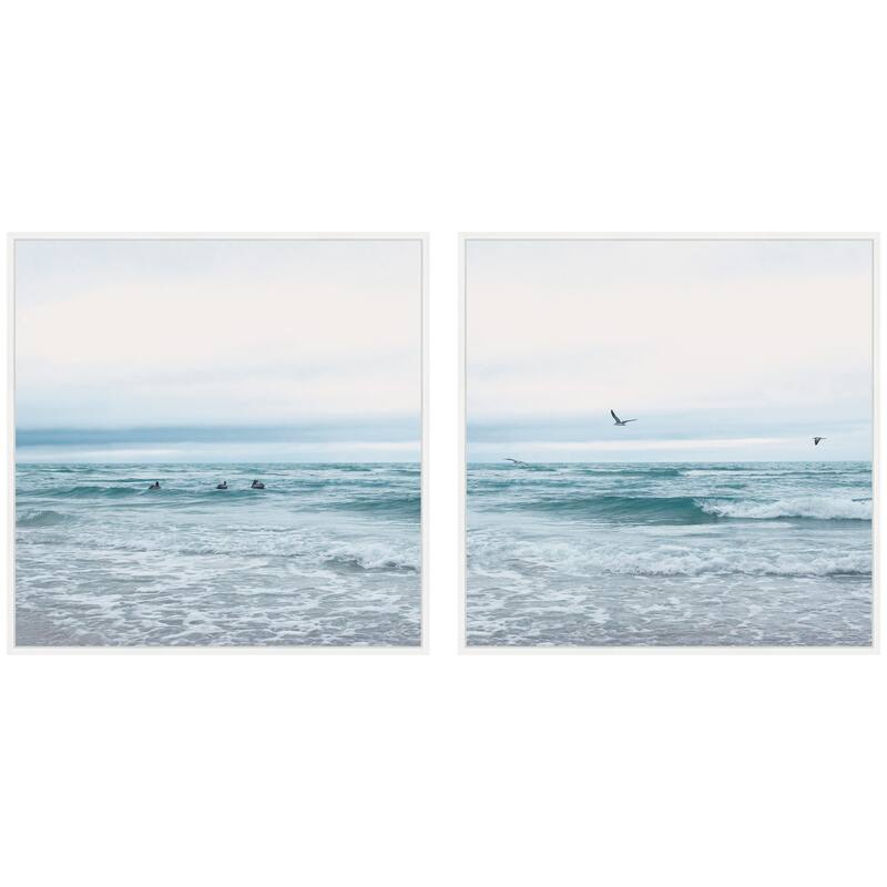 Kate and Laurel Sylvie Ocean Swim 1 and 2 Framed Canvas Art Set by Stephanie Klatt