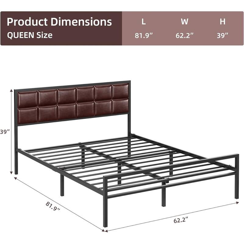 Metal Platform Bed Frame with Headboard & Footboard, 10.8'' Storage, No Box Spring Needed