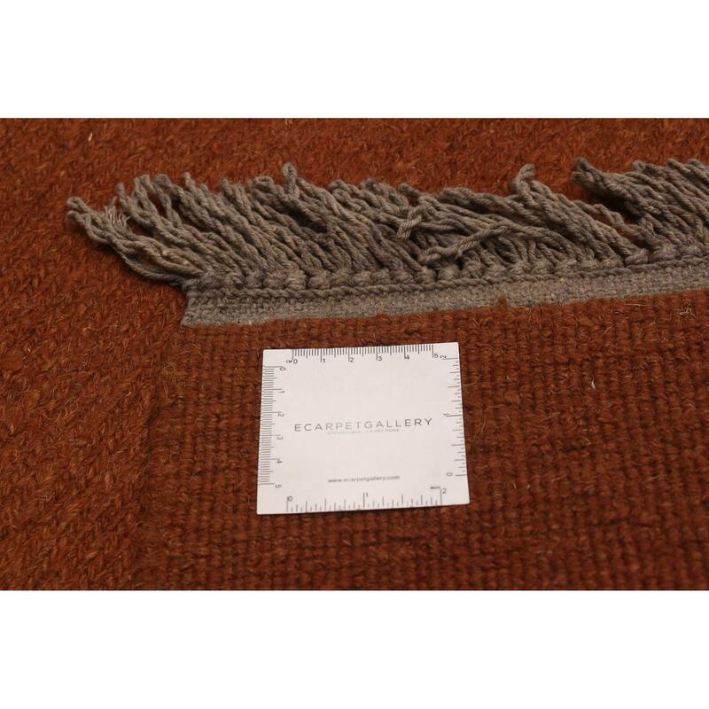 ECARPETGALLERY Flat-Weave Natural Brown Wool Tapestry Kilim - 6'8 x 9'10
