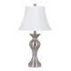 Metal Frame Table Lamp with Fabric Shade, Set of 2, White and Silver