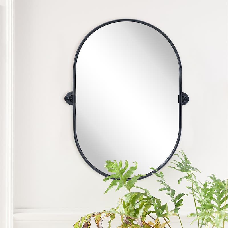 TEHOME Luka Farmhouse Oval Pivot Metal Wall Mirror - 20'' x 30''