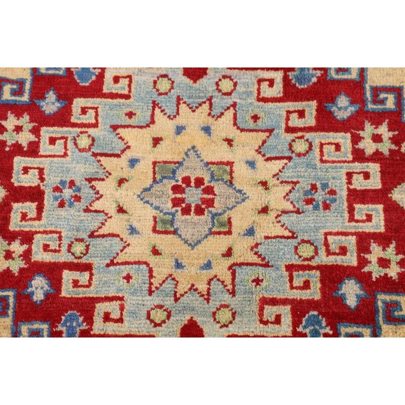 Kazak Oriental Area Rug Hand-Knotted Living Room Yellow Wool Carpet - 6'7" x 9'7"