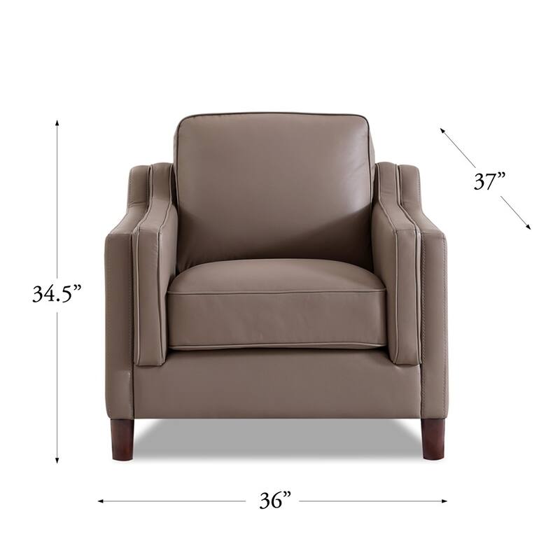 Hydeline Bella Top Grain Leather Chair With Feather, Memory Foam and Springs