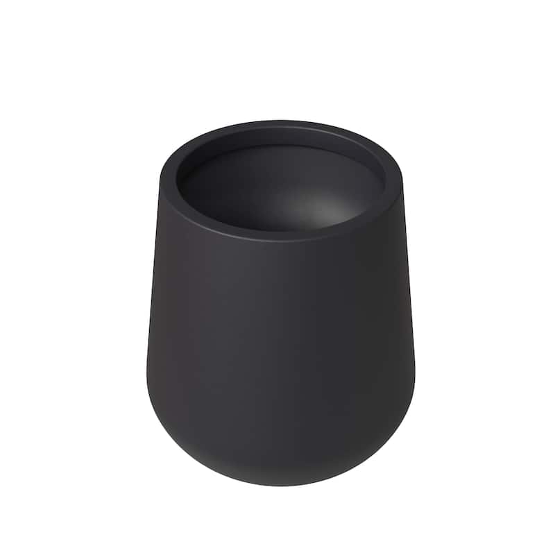 Orchid Round Decorative Fiberstone and MGO Clay Planter Pot With Drainage for Indoor Outdoor Home Office Yard Patio Porch Decor - 28" Height - Black