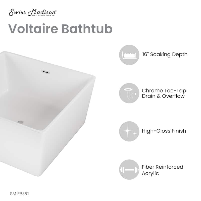 Swiss Madison SM-FB581 Voltaire 47" Free Standing Acrylic Soaking Tub