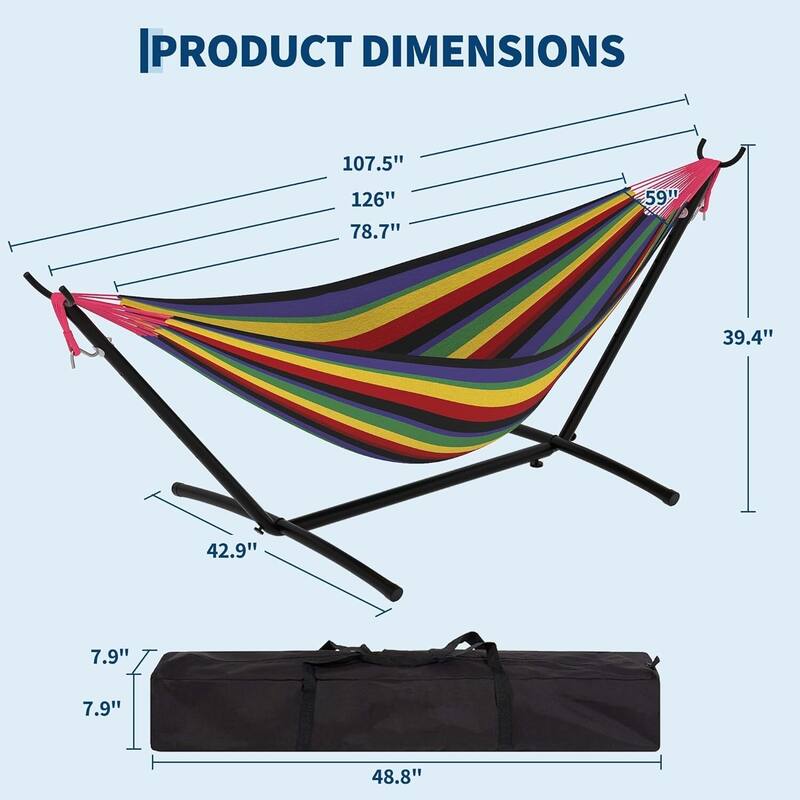 Portable Double Hammocks with Carrying Bag for Outside, 450 lbs Capacity