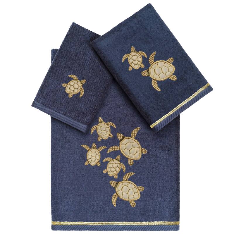 Authentic Hotel and Spa Turkish Cotton Tortuga 3PC Towel Set - Marine