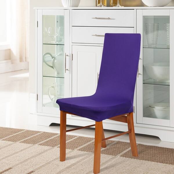 Shop Unique Bargains 4 Pcs Spandex Stretch Dining Chair Cover Protector Dark Purple Overstock 16633344
