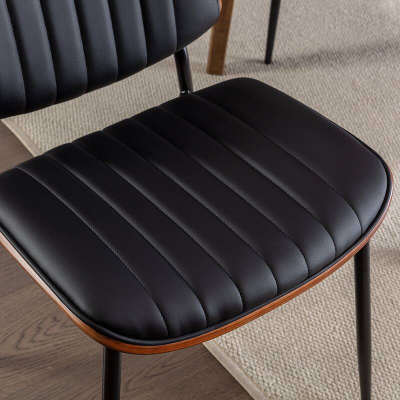 Dining Chairs Set of 2 Mid Century Modern Retro Faux Leather Chair - N/A