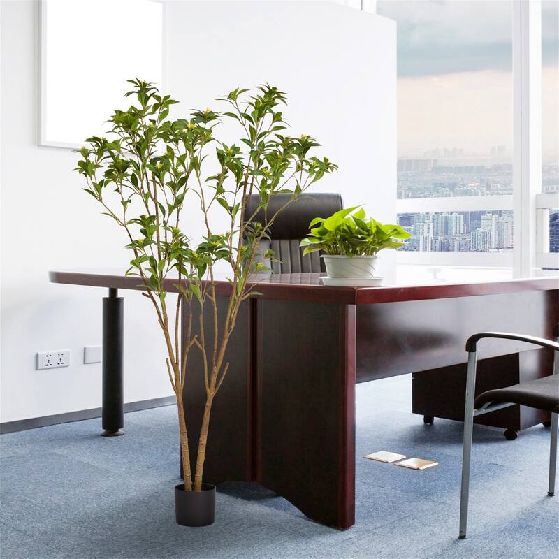 5.2FT Artificial Citrus Tree with Lifelike Leaves & Flowers