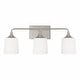 preview thumbnail 8 of 11, Presley 3-light Bath/ Vanity Fixture w/ Soft White Glass