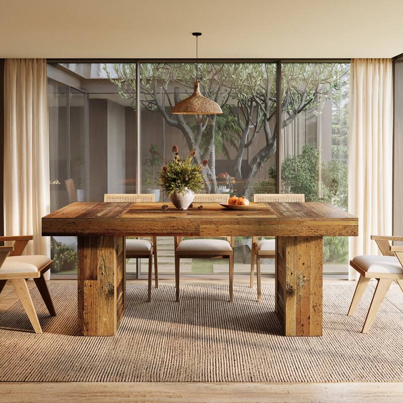63'' Large Dining Table for 6, Rectangle Wooden Kitchen Table for Dining Room, Family Meals, Banquets & Dinner Parties