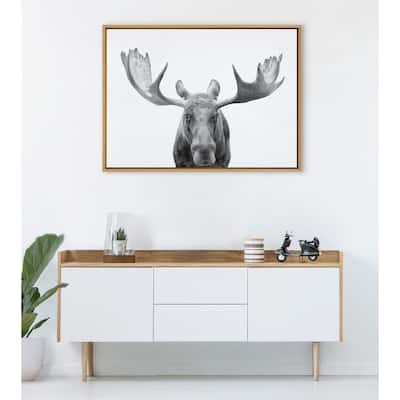 Kate and Laurel Sylvie Moose Black White Framed Canvas by Amy Peterson