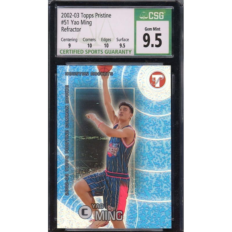 Yao Ming 2002 Topps Pristine Refractor Basketball Rookie Card #51 CSG 9.5 /1899 - 8'6" x 11'6"
