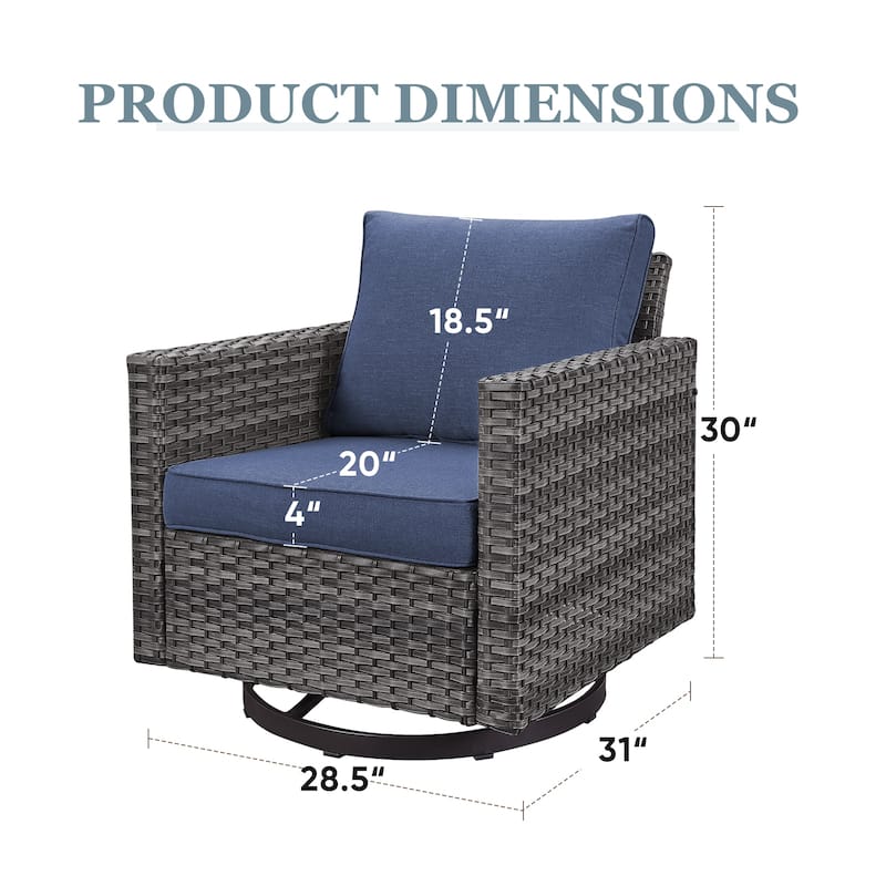Gymojoy 5 Piece Patio 3-Seat Sofa With Rocking Chair and Ottoman with Cushion