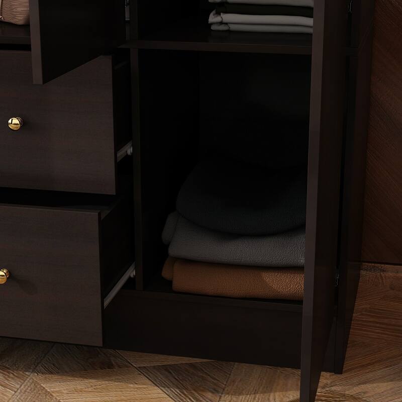 63"W Family Wardrobe/Armoire/Closet by Timechee with Mirror Doors