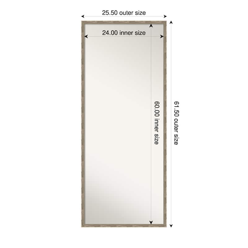 Mila Non-Beveled Wood Framed Full-Length Floor Leaner Mirror - 26 x 62 in - Mila Dark Silver