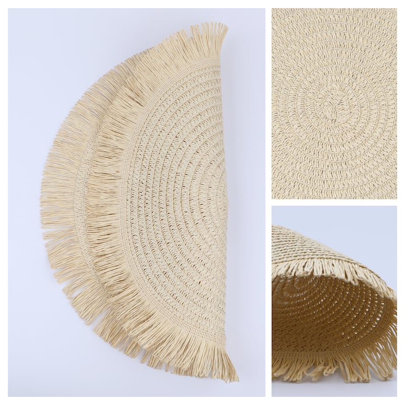 Rustic Placemats Set of 6 Tassel Placemats for Dining Table Decor Indoor Outdoor Kitchen Table Mat Wipe Clean - 15*15in