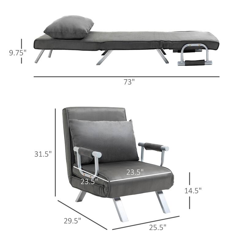 Single Person Folding 5 Position Convertible Sofa Bed Sleeper Chair