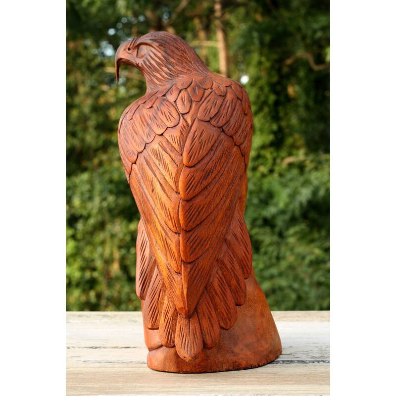 12" Large Big Solid Wooden Handmade American Eagle Statue Handcrafted Figurine Sculpture Hand Carved Lodge Home Decor Us Accent