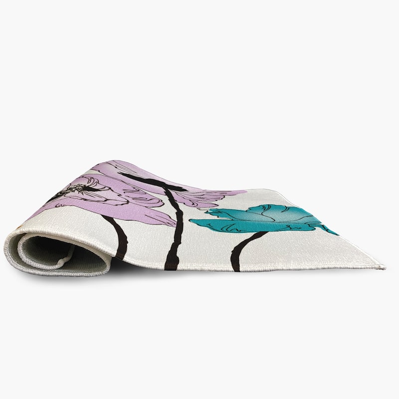 Popping Poppies Spring Chenille Indoor/Outdoor Rug