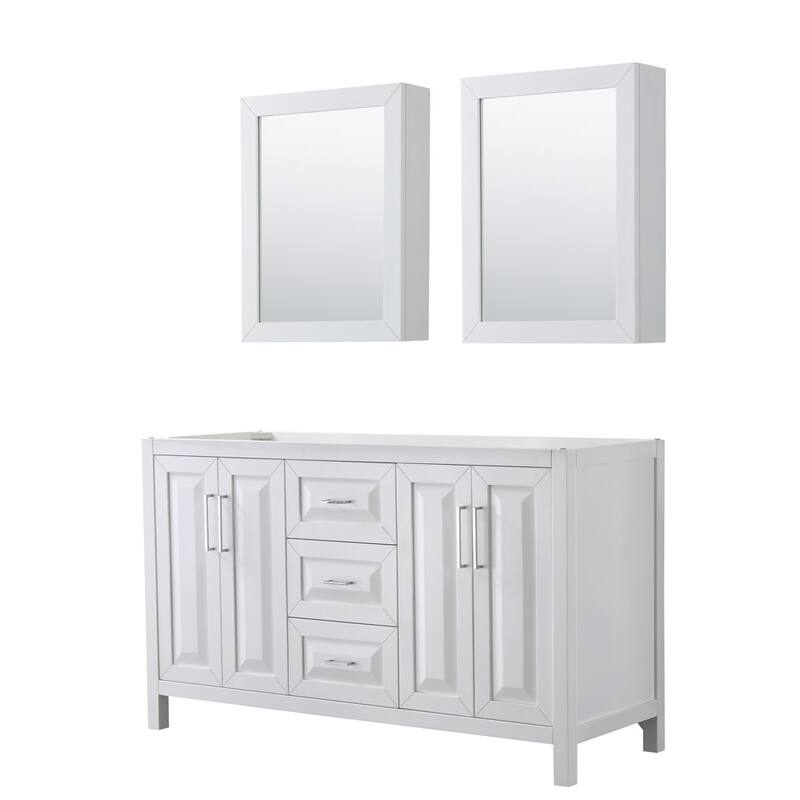 Wyndham Collection Daria 59" Double Free Standing Vanity Cabinet - - White / Polished Chrome Hardware