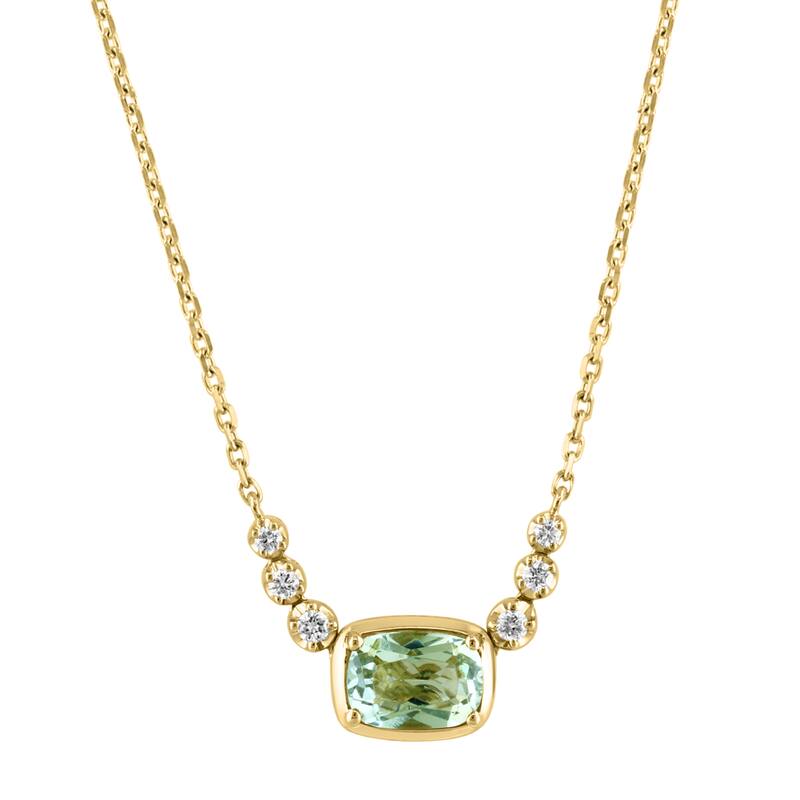 EFFY 14K Gold Diamond Green Amethyst Necklace