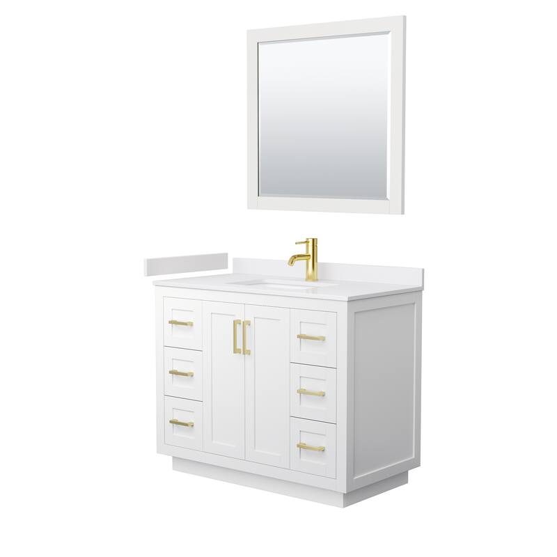 Miranda Single Vanity Set, Cultured Marble Top, 34-Inch Mirror