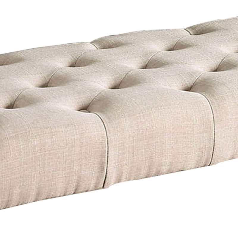 Rectangular Fabric Bench with Wooden Tapered legs, Charcoal Gray