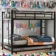 preview thumbnail 1 of 43, Modern Twin Over Twin Bunk Bed With Trundle,Two Ladders,Durable Metal Frame, Black