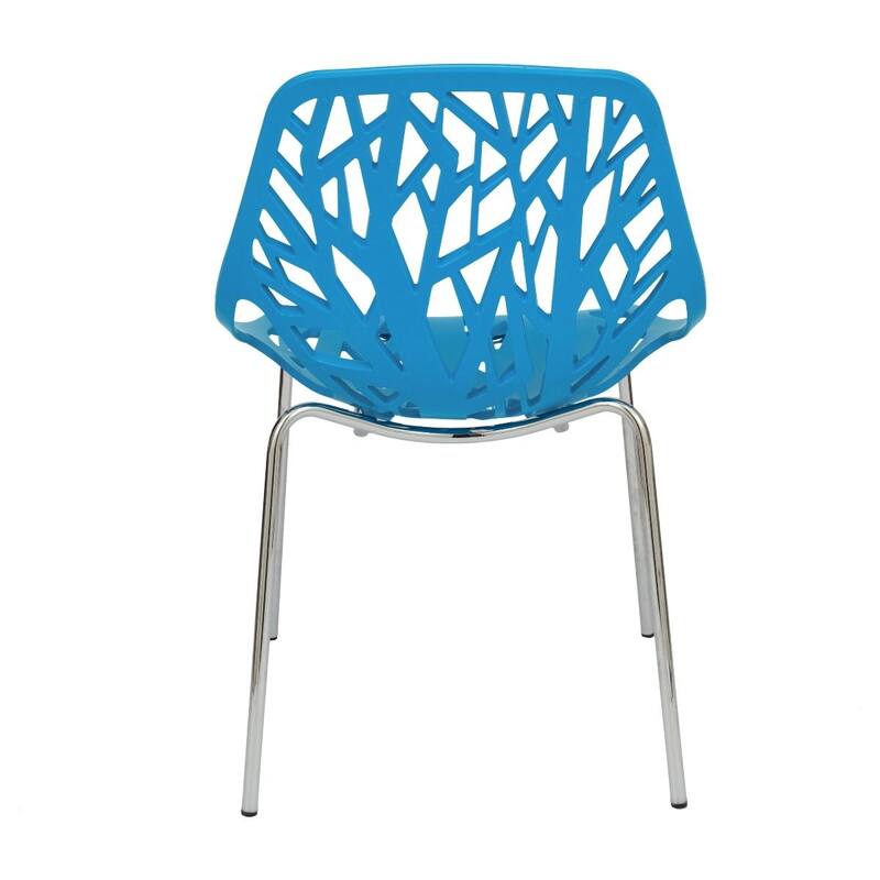 Asbury Stackable Dining Chair with Chrome Legs Side Chair with Modern Cut-Out Design Backrest