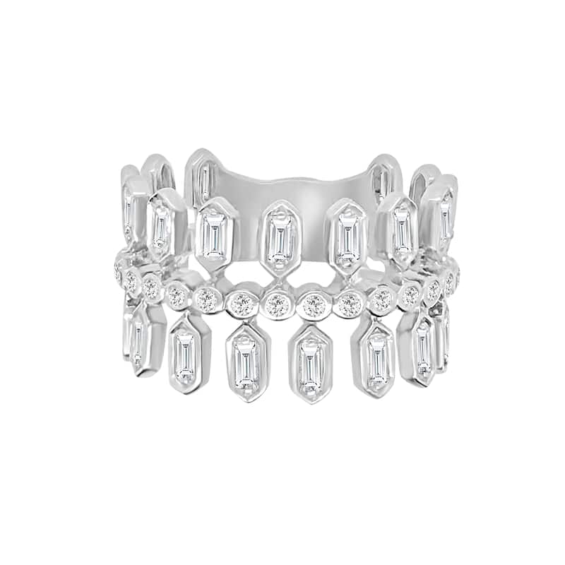 Auriya 14k Gold Lab Grown Baguette and Round Diamond Crown Band 0.94 ct. tw. (F-G, VS)