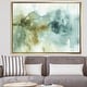 preview thumbnail 1 of 7, Designart "Abstract Watercolor Green House" Modern & Contemporary Framed Canvas - Blue 32 in. wide x 16 in. high - Gold