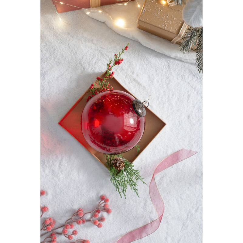 6" Red Glass Ornament, Decorative Hanging Ball Christmas Tree Ornaments for Holiday Party Decorations, Set of 3
