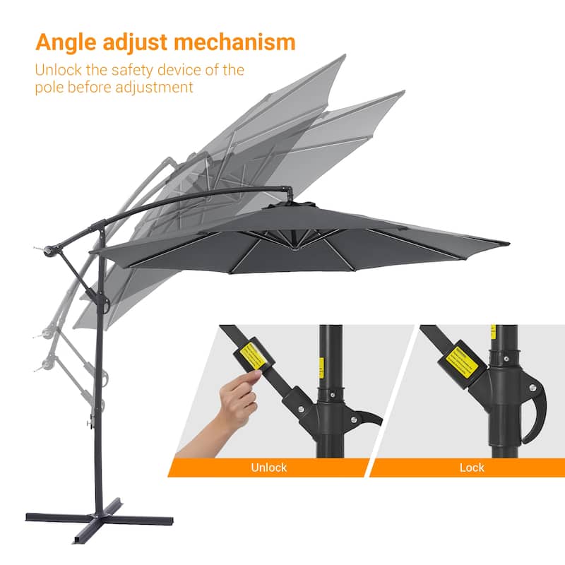 LIVOOSUN 10ft Patio Offset Umbrellas,Hanging Market Patio Umbrella