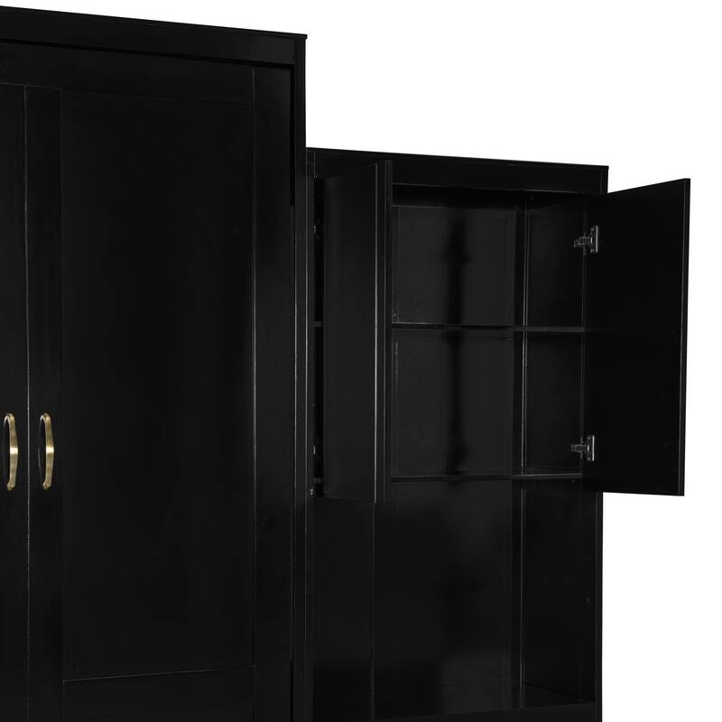 All-in-one Murphy Bed with Desk, Vanity and Wardrobe Queen Folding Bed