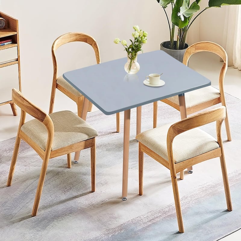 Homylin 31.5" Modern Square Dining Table with Wooden Legs, Black or Gray Blue