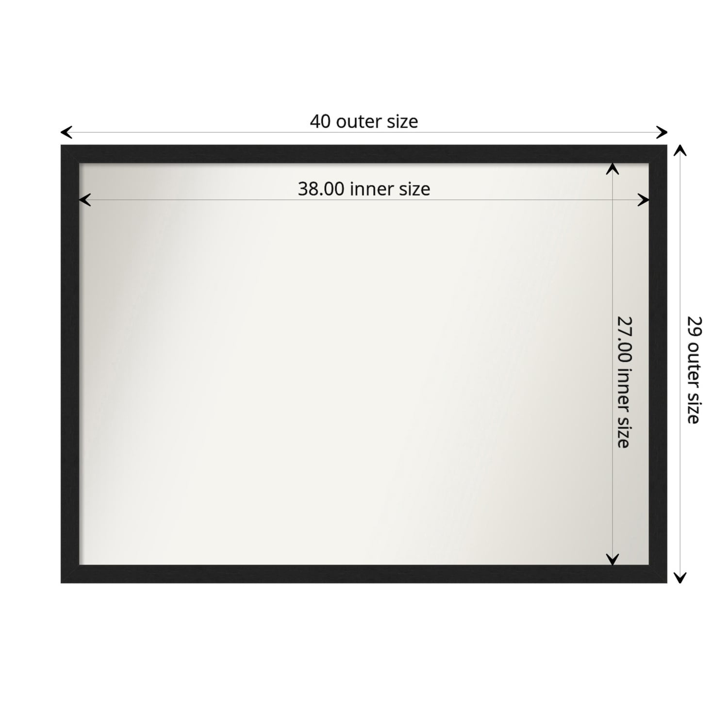 Non-Beveled Wall Mirror - Grace Brushed Metallic Black Narrow Frame