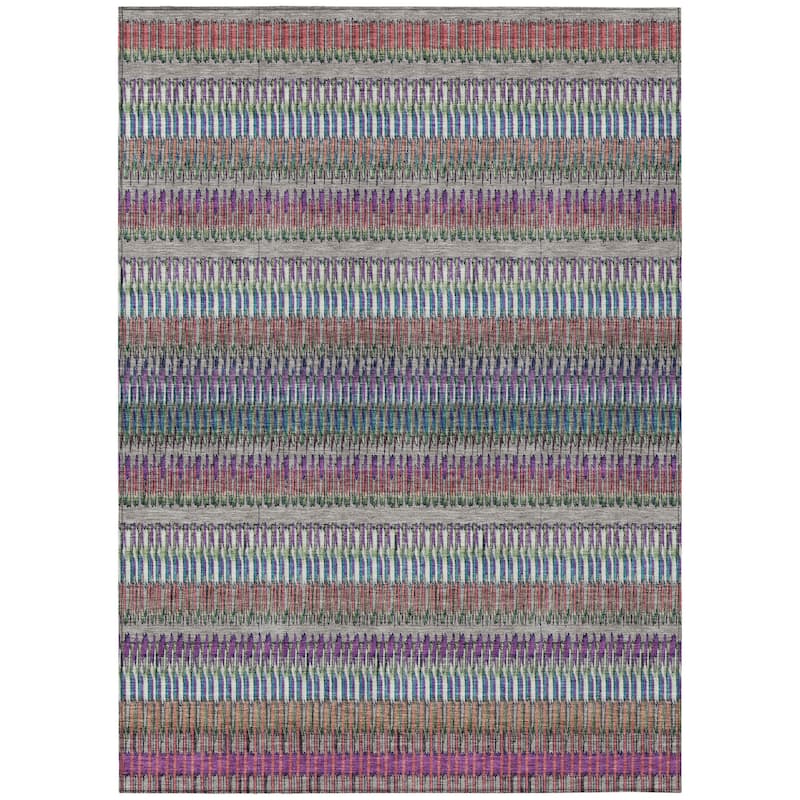 HomeRoots Striped Transitional Rectangle Outdoor Rug