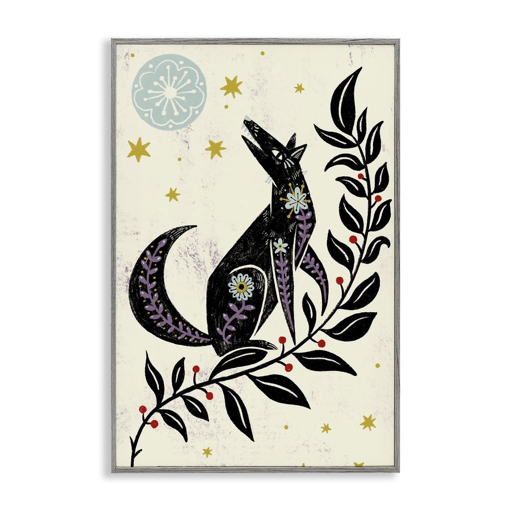 Stupell Howling Winter Wolf Framed Giclee Art Design By Hannah Moren