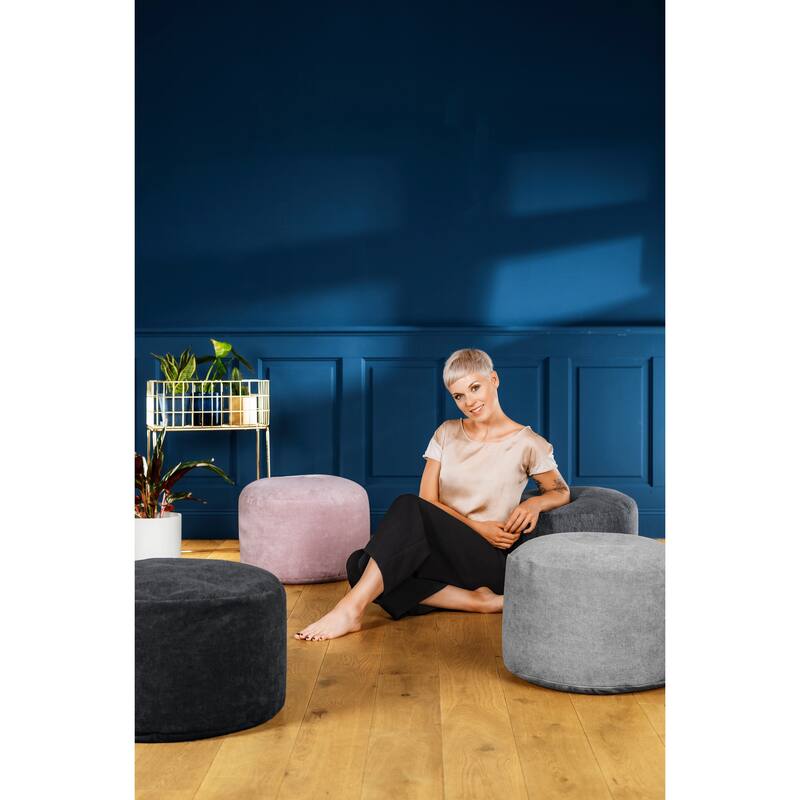 Gouchee Home Round Alfa Velour Pouf Bean Bag
