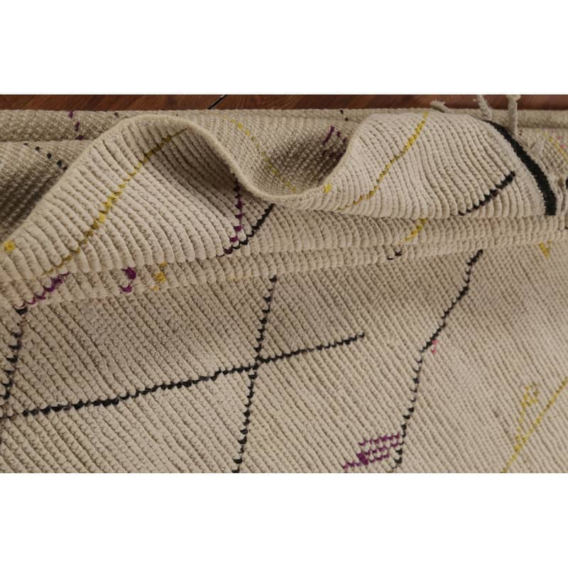 Moroccan Abstract Rug Hand-Knotted Contemporary Wool Carpet - 6'0"x 12'9"