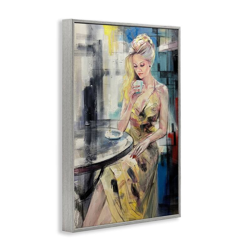 Stupell Elegant Woman at Cafe Framed Giclee Art Design By Lucille Lee