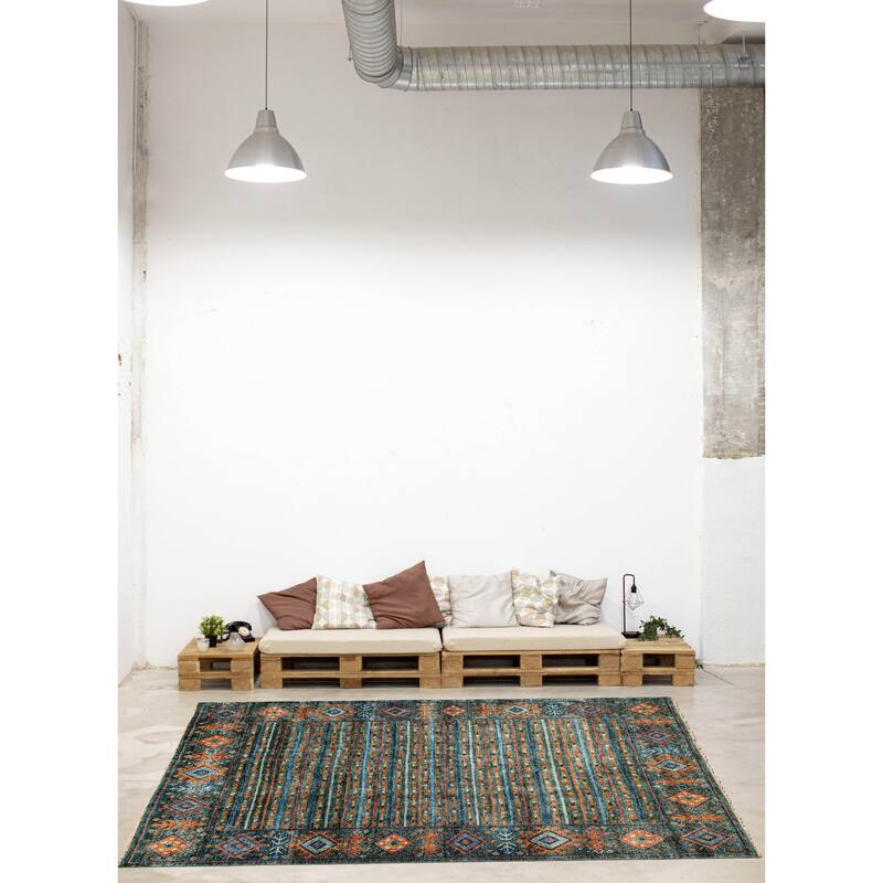 ECARPETGALLERY Hand-knotted Peshawar Ziegler Dark Green Wool Rug - 6'0 x 7'10