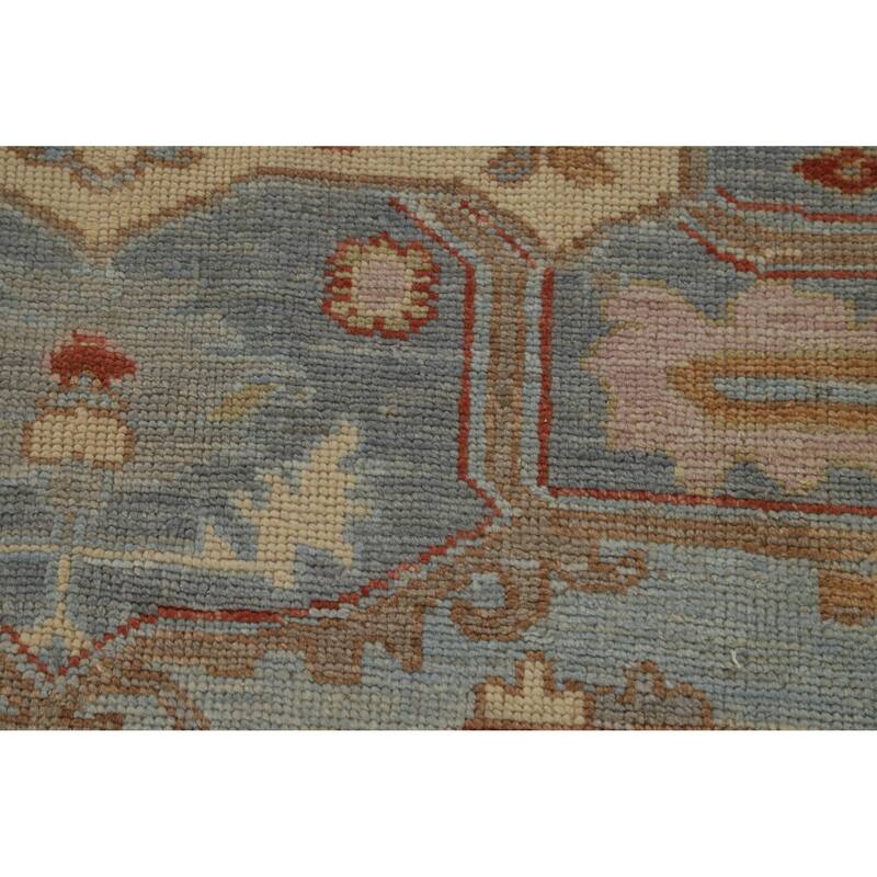 Hand Knotted Oriental 100% Wool Carpet Transitional Medallion Navy Blue & Blues Oushak Area Rug - 9' 10'' X 8' 5''