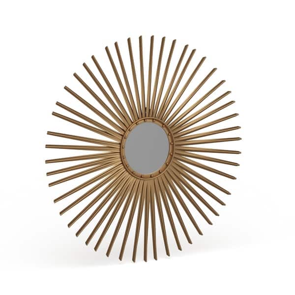 slide 2 of 5, SAFAVIEH Shanira Gold Nailhead Sunburst 34-inch Decorative Mirror - 33.5" x 33.5" x 1" Gold